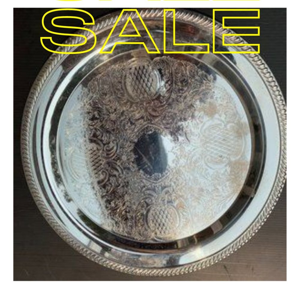 Vintage Round Amston Silver Platter/Tray Pineapple